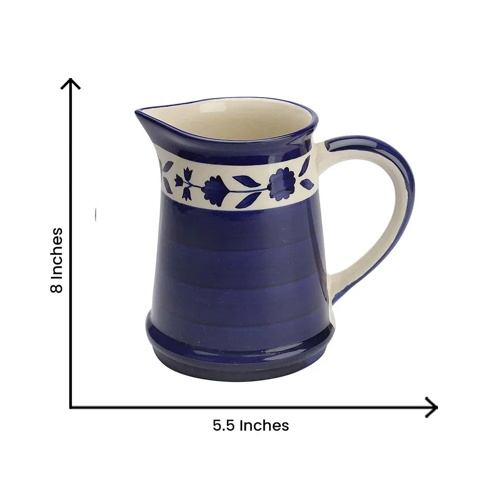 Hand Painted Studio Pottery Ceramic Blue Jug