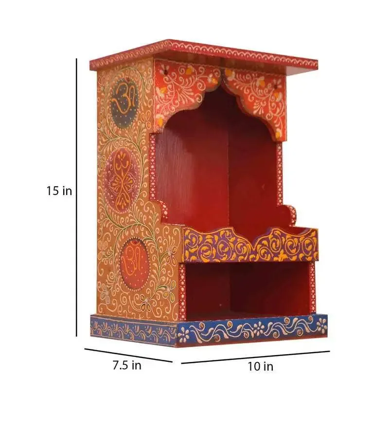 Handcrafted Carved Wooden Pooja Mandir in Brown Colour