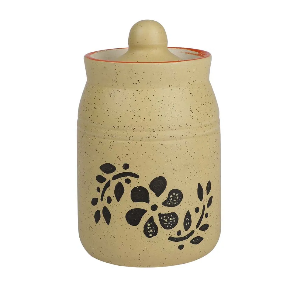 Handcrafted Ceramic Chrome Yellow Pickle Jars 500ml Set Of 2
