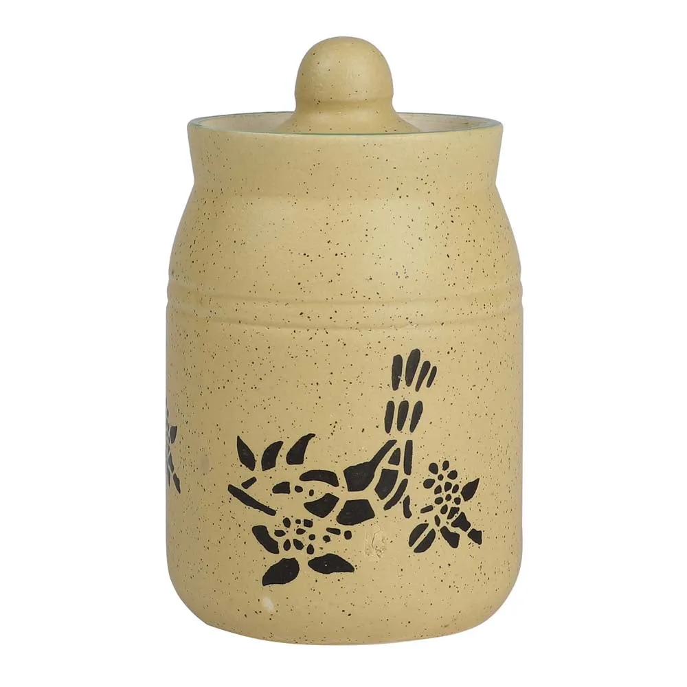 Handcrafted Ceramic Chrome Yellow Pickle Jars 500ml Set Of 2