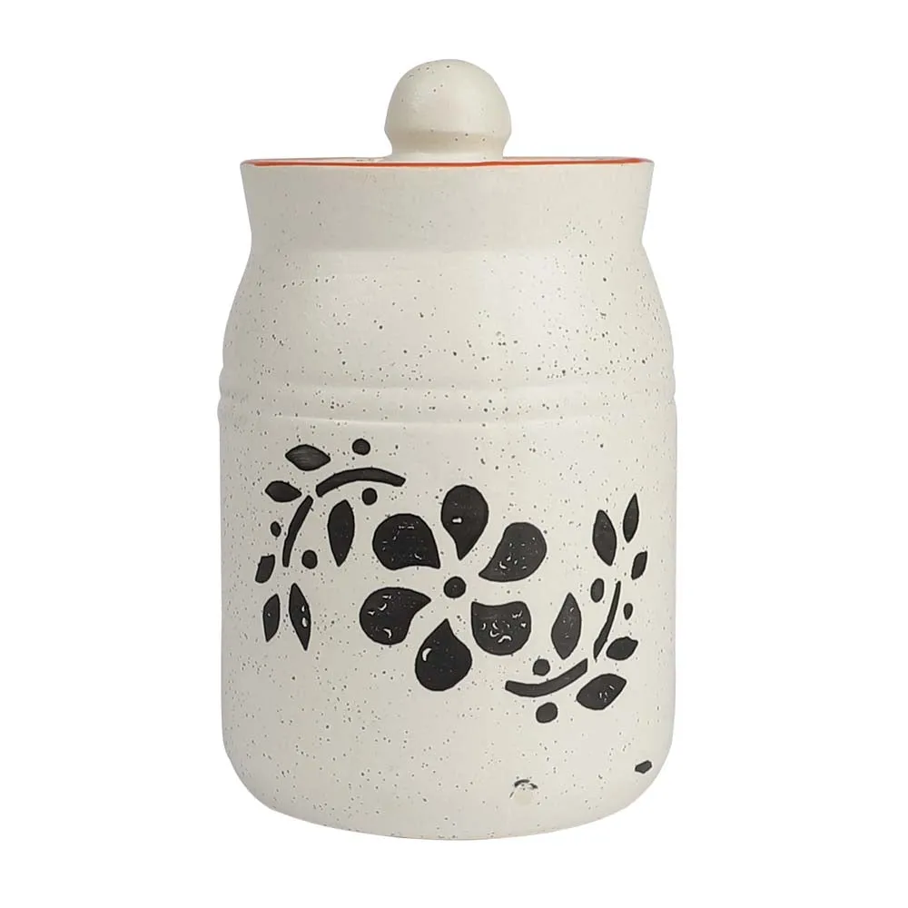 Handcrafted Ceramic Off White Pickle Jars 500ml Set Of 2