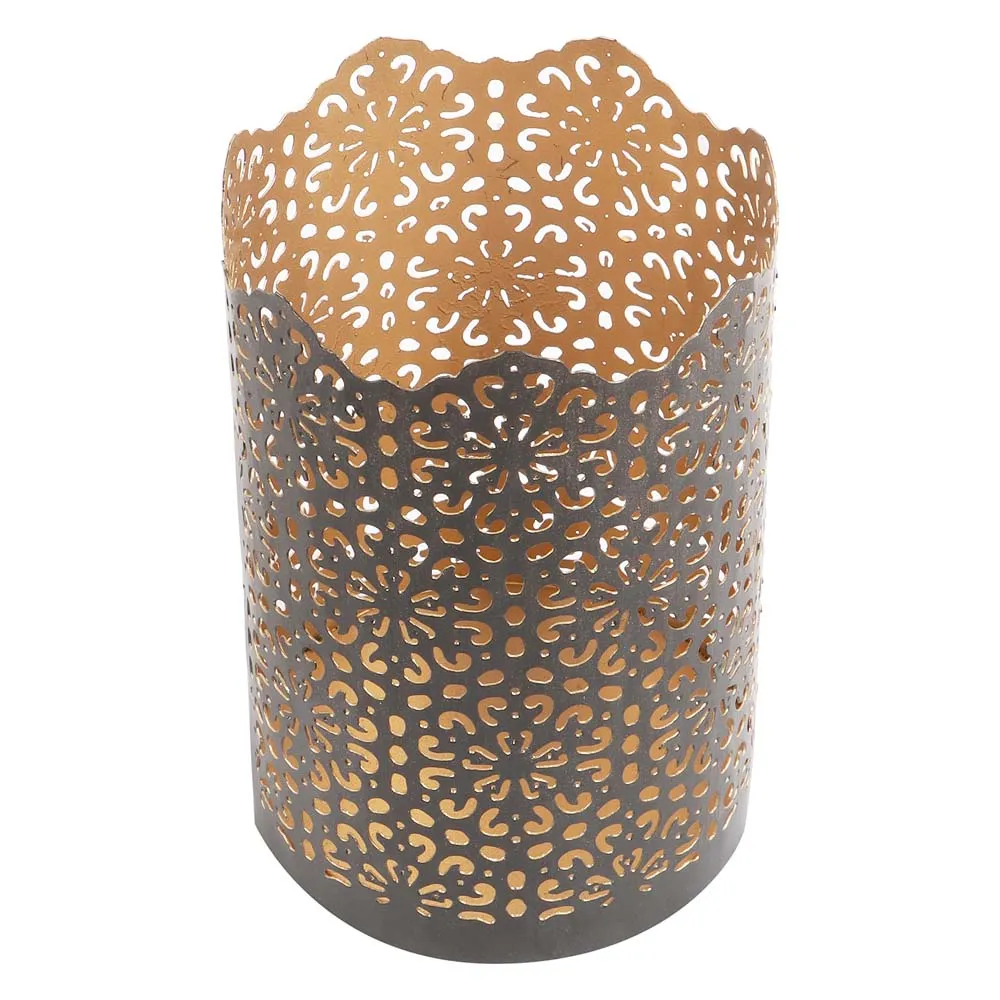 Handcrafted Golden & Black Metal Tea Light Candle Holders Set Of 3