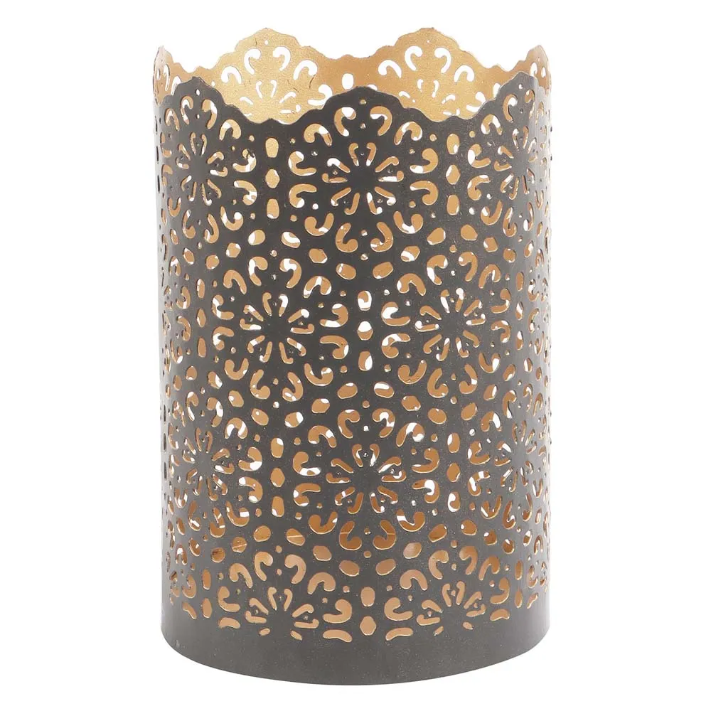 Handcrafted Golden & Black Metal Tea Light Candle Holders Set Of 3