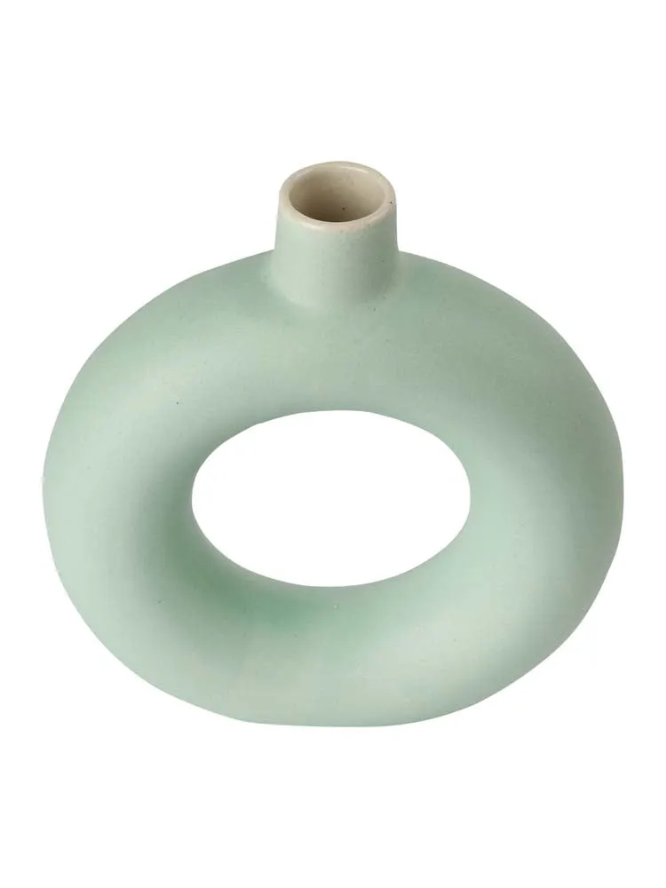 Handcrafted Matte Mint Green Donut Flower Vase Single Piece