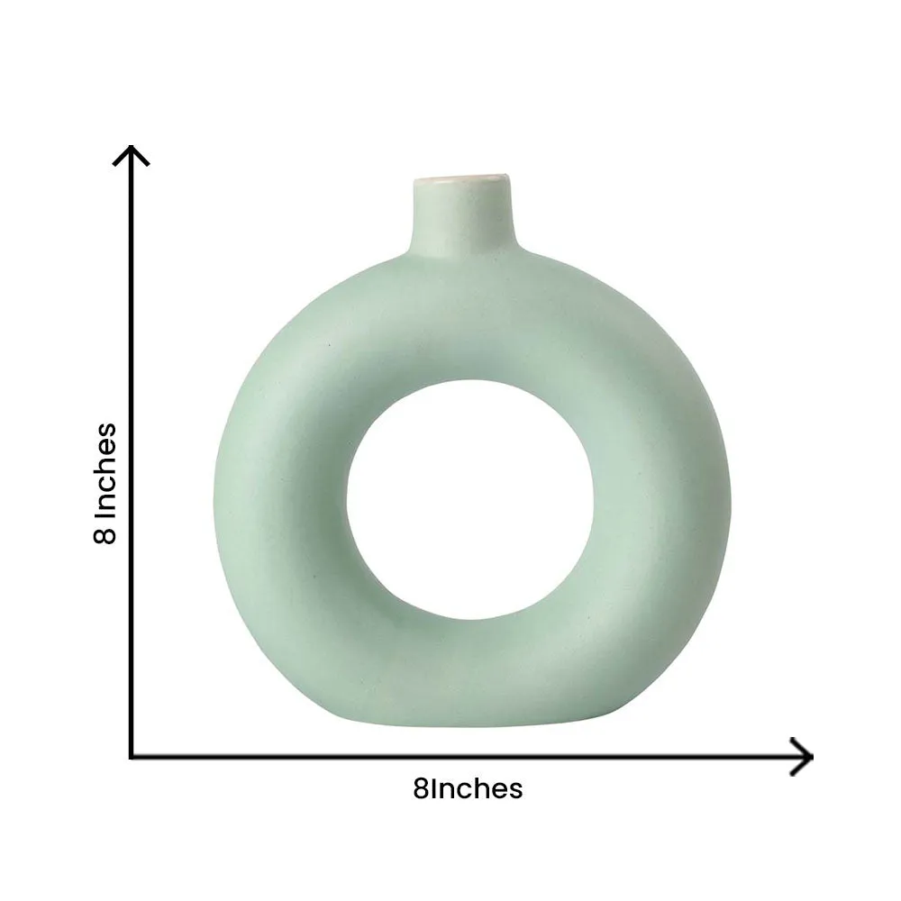 Handcrafted Matte Mint Green Donut Flower Vase Single Piece