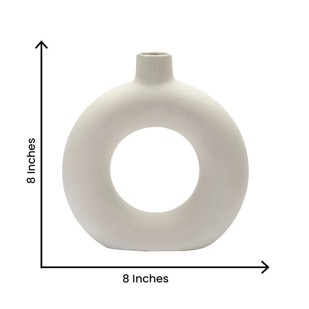 Handcrafted Matte White Donut Flower Vase Single Piece