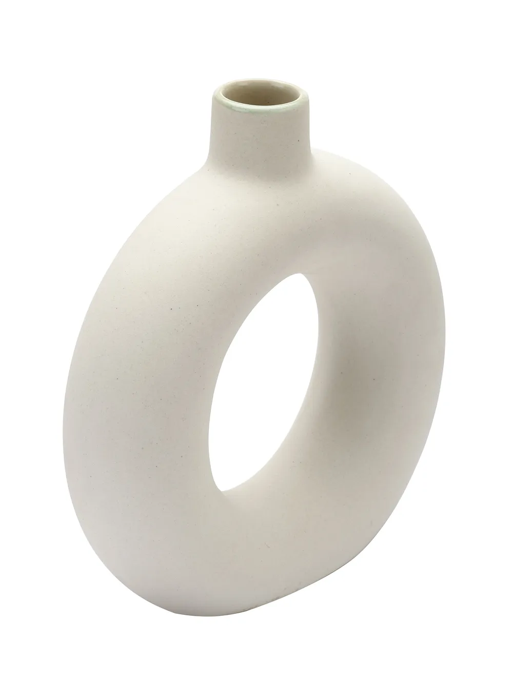 Handcrafted Matte White Donut Flower Vase Single Piece