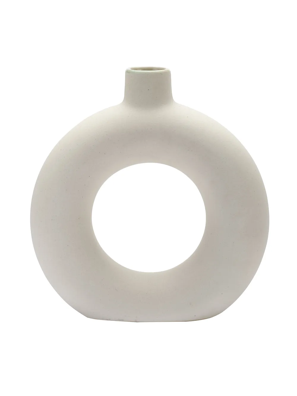 Handcrafted Matte White Donut Flower Vase Single Piece