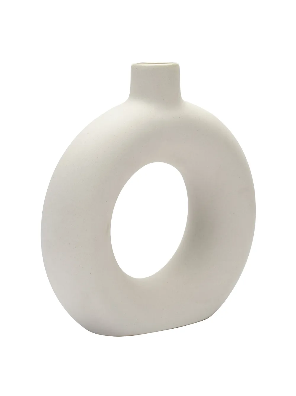 Handcrafted Matte White Donut Flower Vase Single Piece