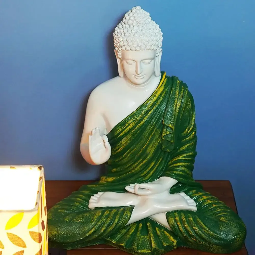 Handcrafted Meditating Blessing Buddha Idol Table Accent