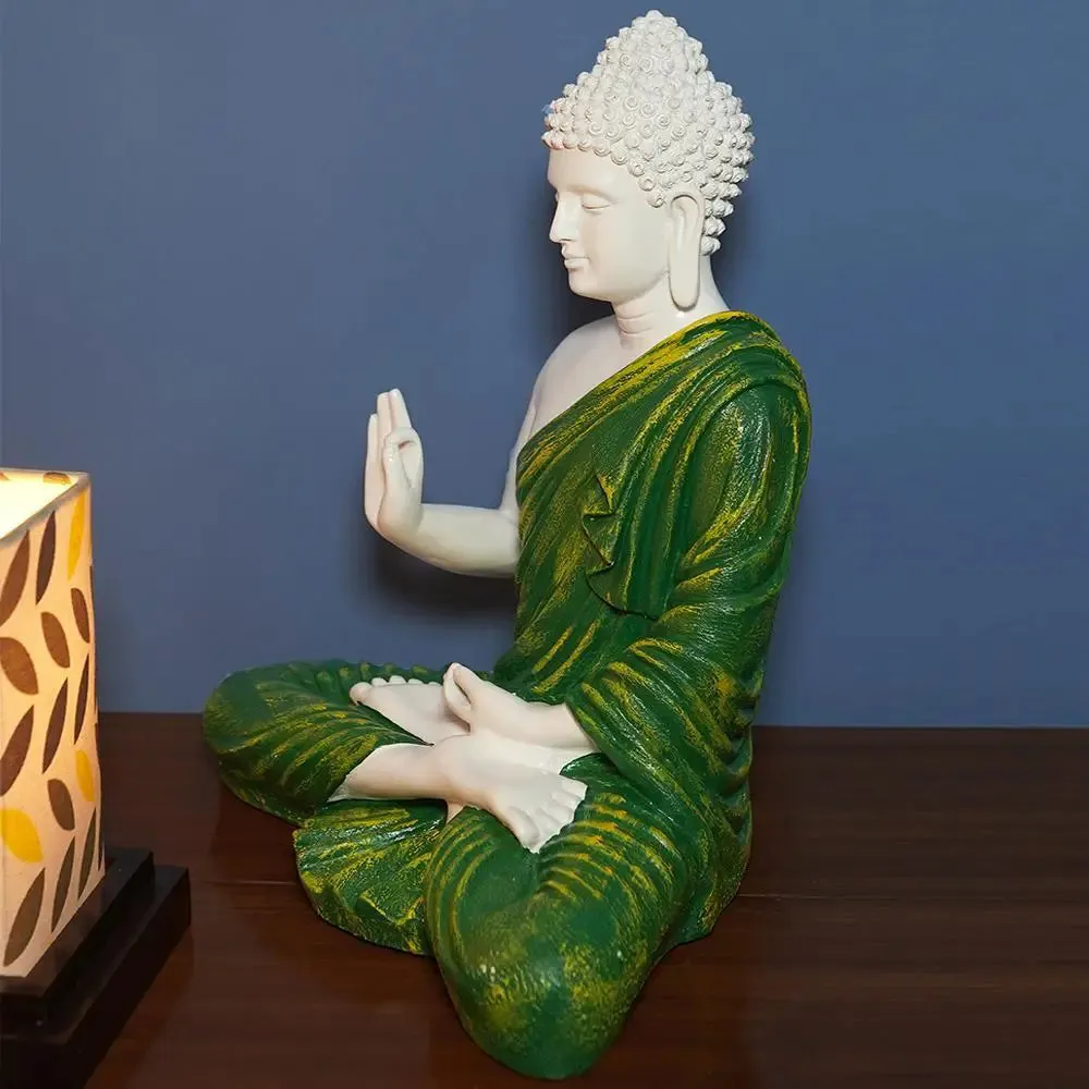 Handcrafted Meditating Blessing Buddha Idol Table Accent