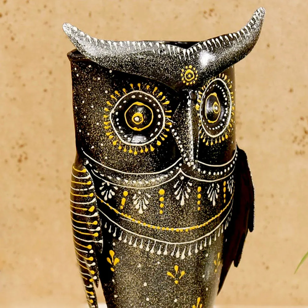 Handcrafted Metal Owl Planter Cum Showpiece