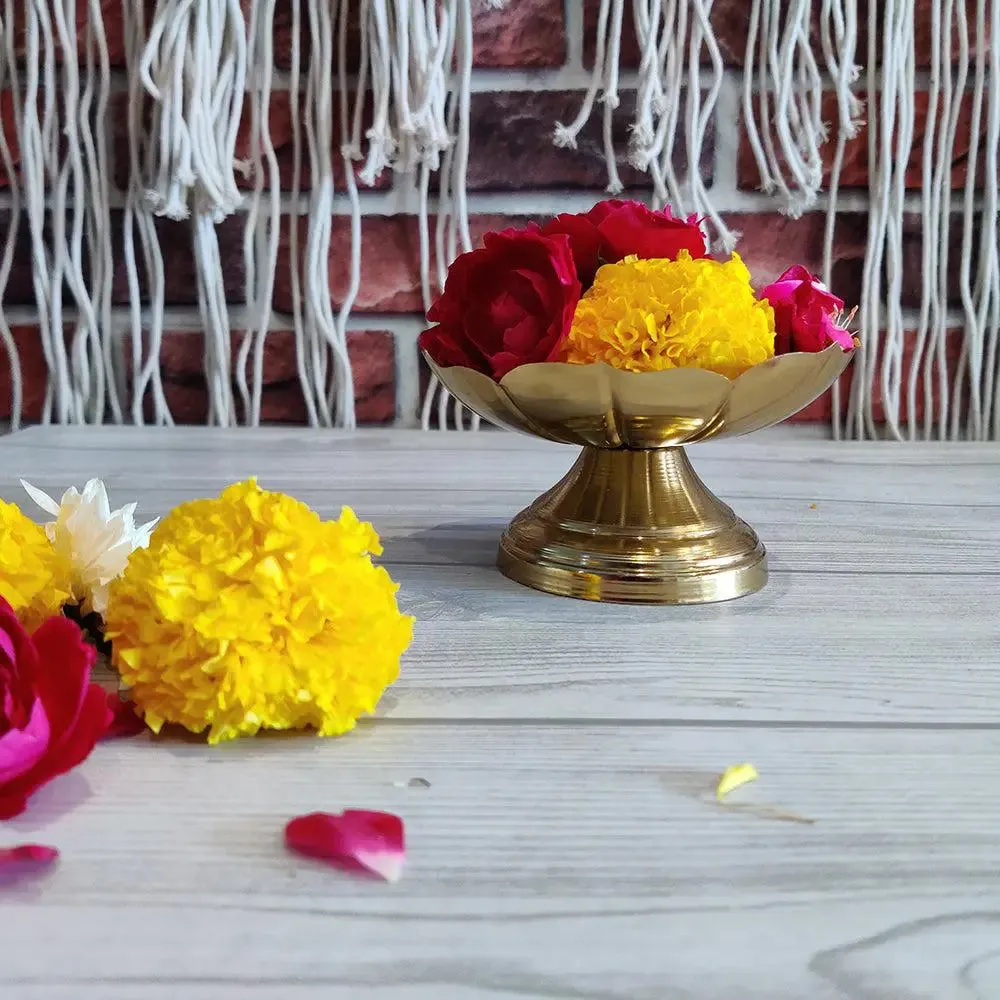Handcrafted Metal Rose Urli Bowl in Gold Finish Single Piece