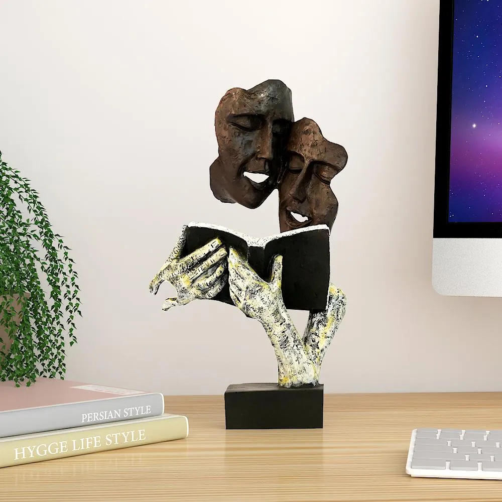 Handcrafted Modern Art Faces Sculpture