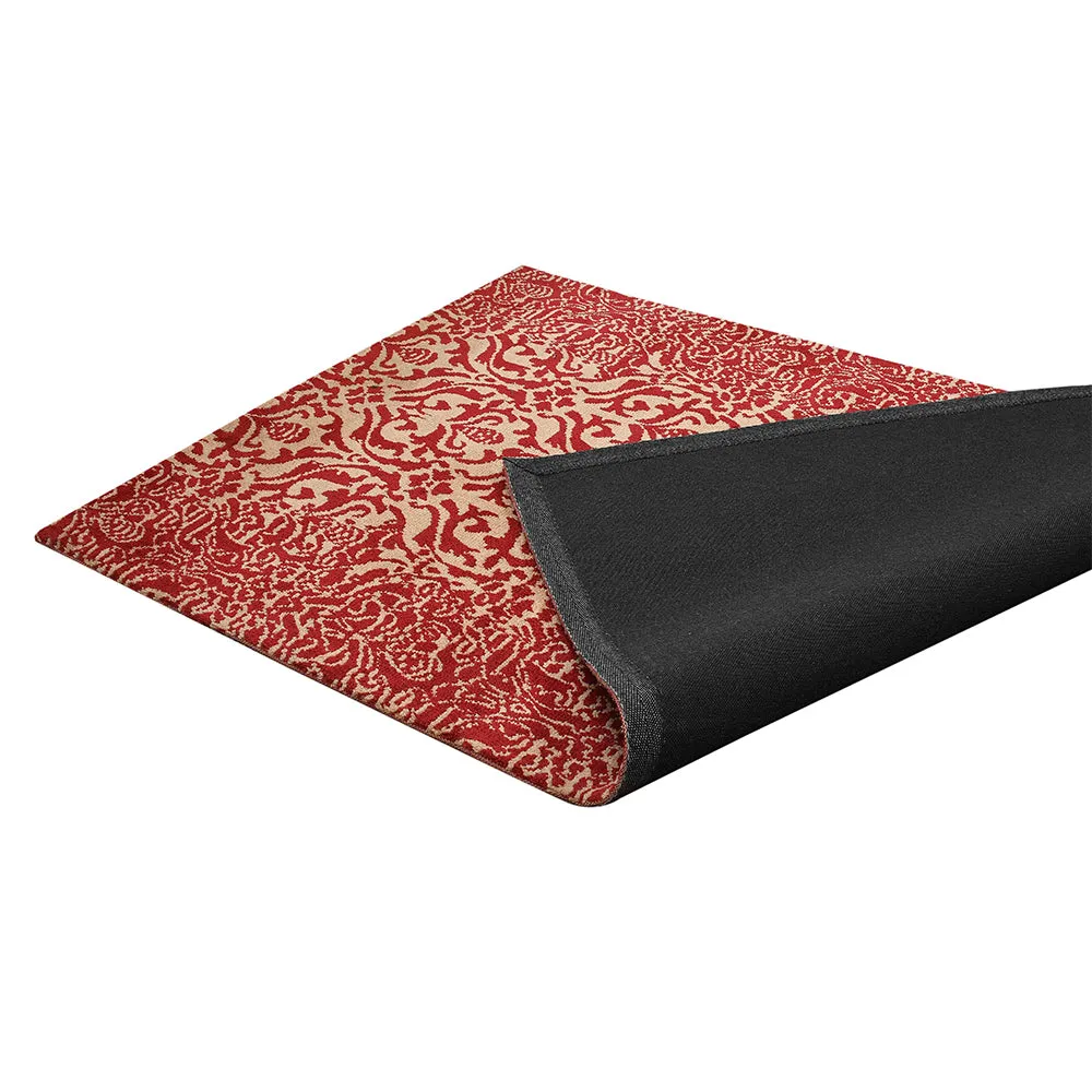 Handcrafted Red and Beige Ethnic Motif Polyester Carpet 2X5