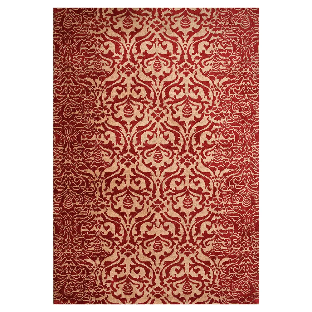 Handcrafted Red and Beige Ethnic Motif Polyester Carpet 2X5