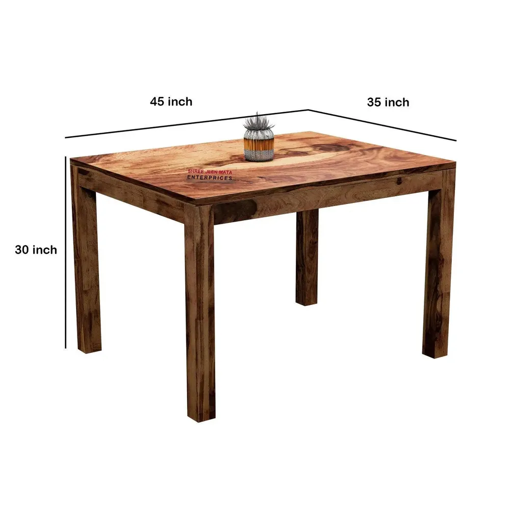 Handcrafted Sheesham Wood Dining Table 4 Seater with Floral Printed Padded Seats