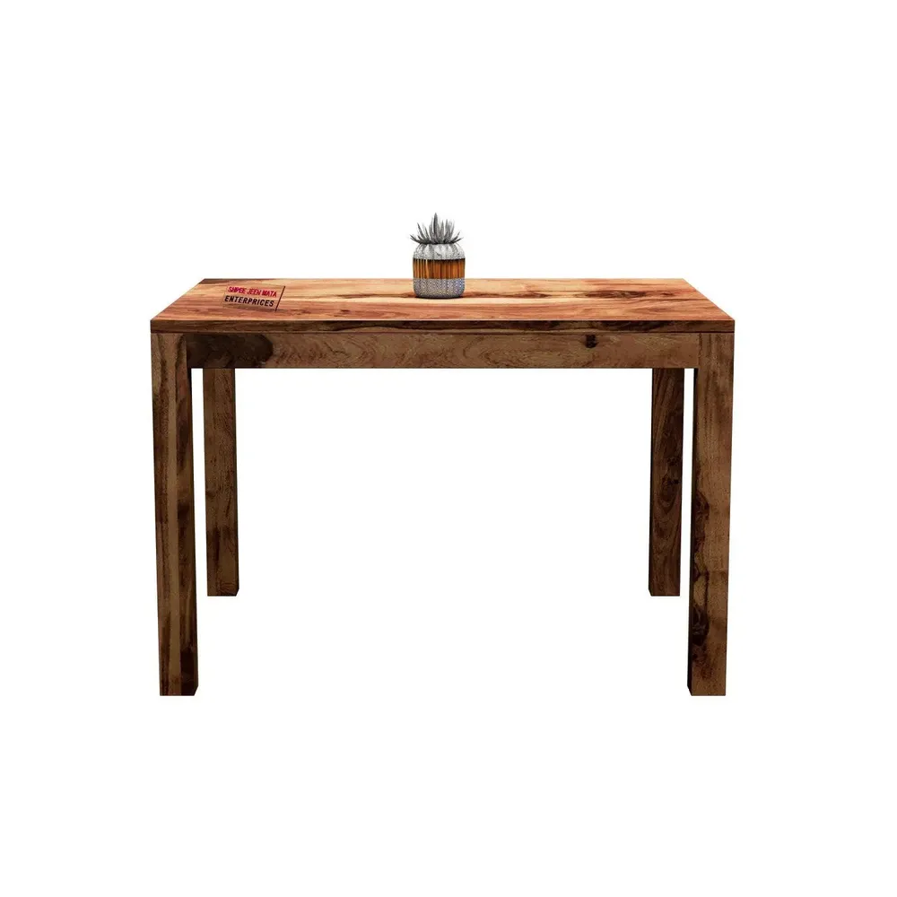Handcrafted Sheesham Wood Dining Table 4 Seater with Floral Printed Padded Seats