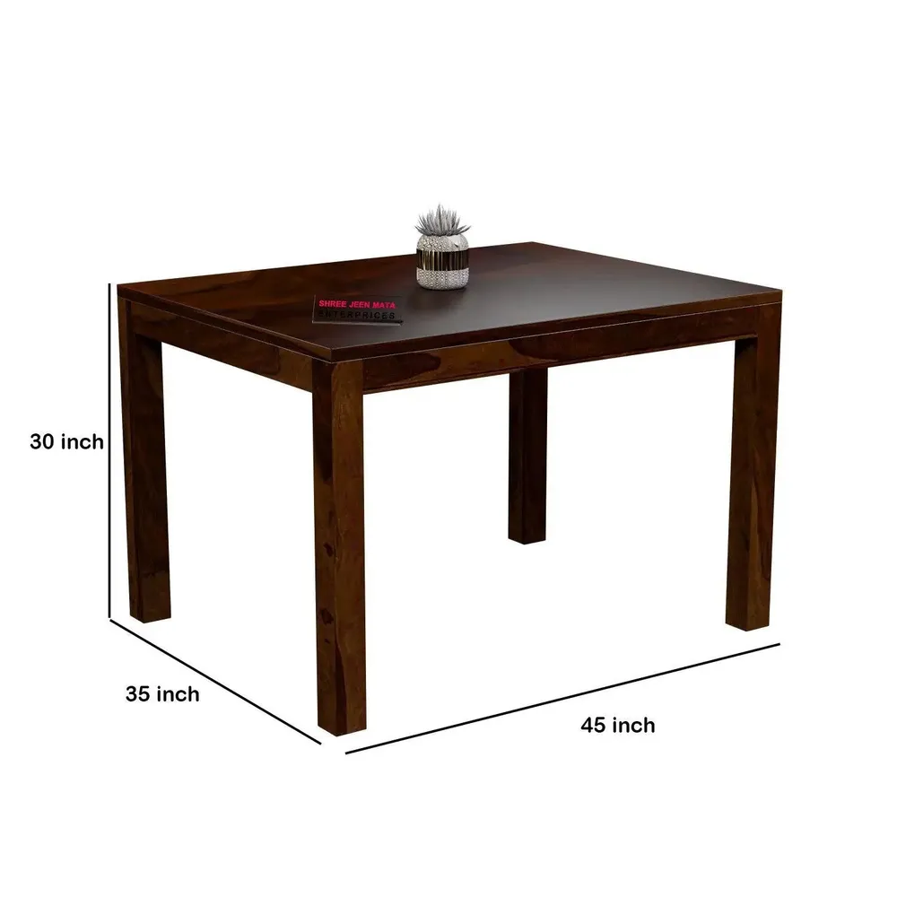 Handcrafted Sheesham Wood Dining Table 4 Seater with Padded Seats