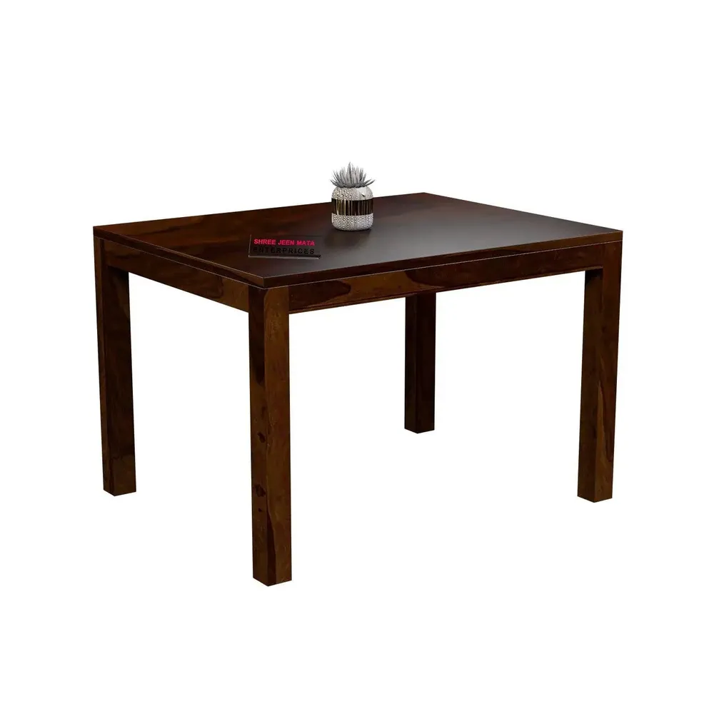 Handcrafted Sheesham Wood Dining Table 4 Seater with Padded Seats