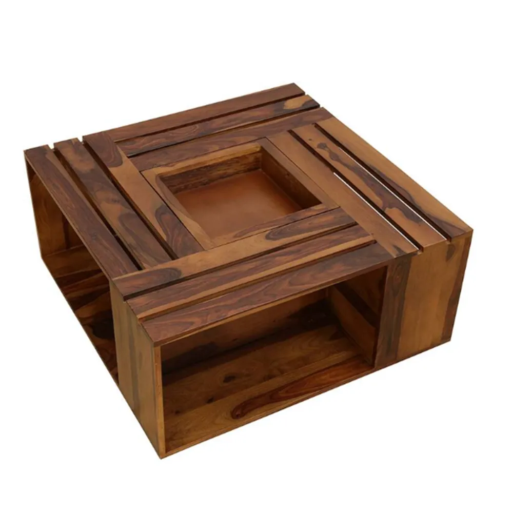 Handcrafted Sheesham Wooden Storage Centre Table