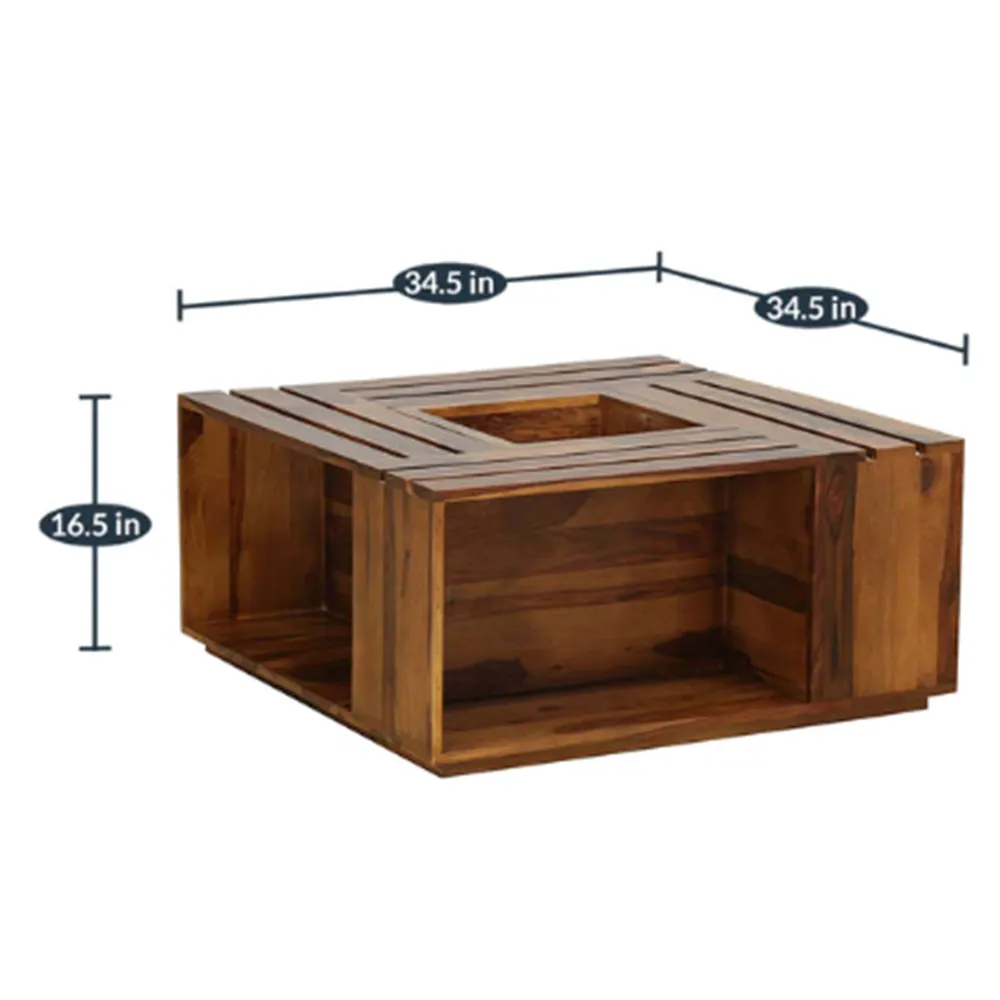 Handcrafted Sheesham Wooden Storage Centre Table