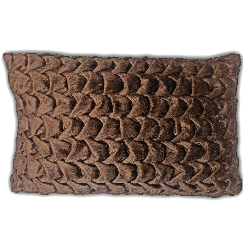 Handcrafted Smoking Velvet Brown Cushion Cover With Filler
