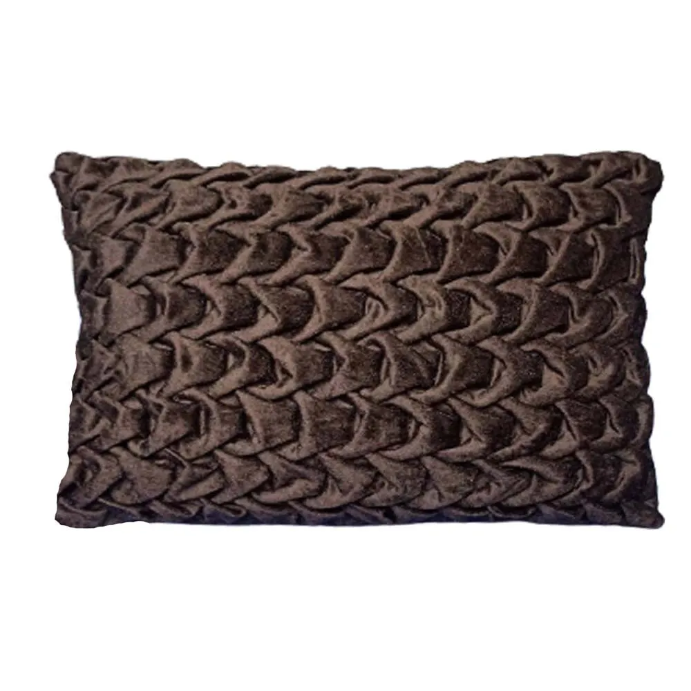 Handcrafted Smoking Velvet Brown Cushion Cover With Filler