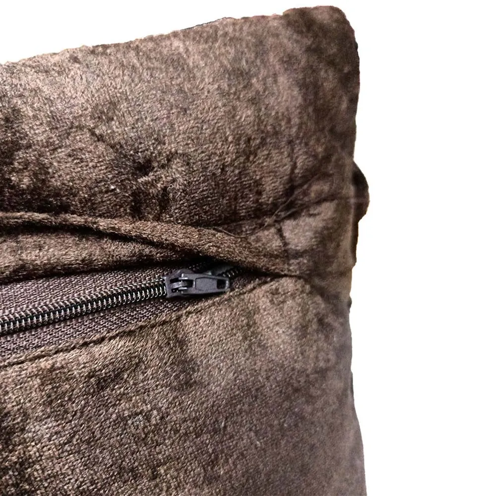 Handcrafted Smoking Velvet Brown Cushion Cover With Filler