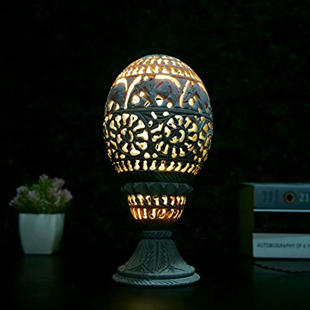 Handcrafted Stunning Soapstone Table Lamp for Living Room (Without Bulb)