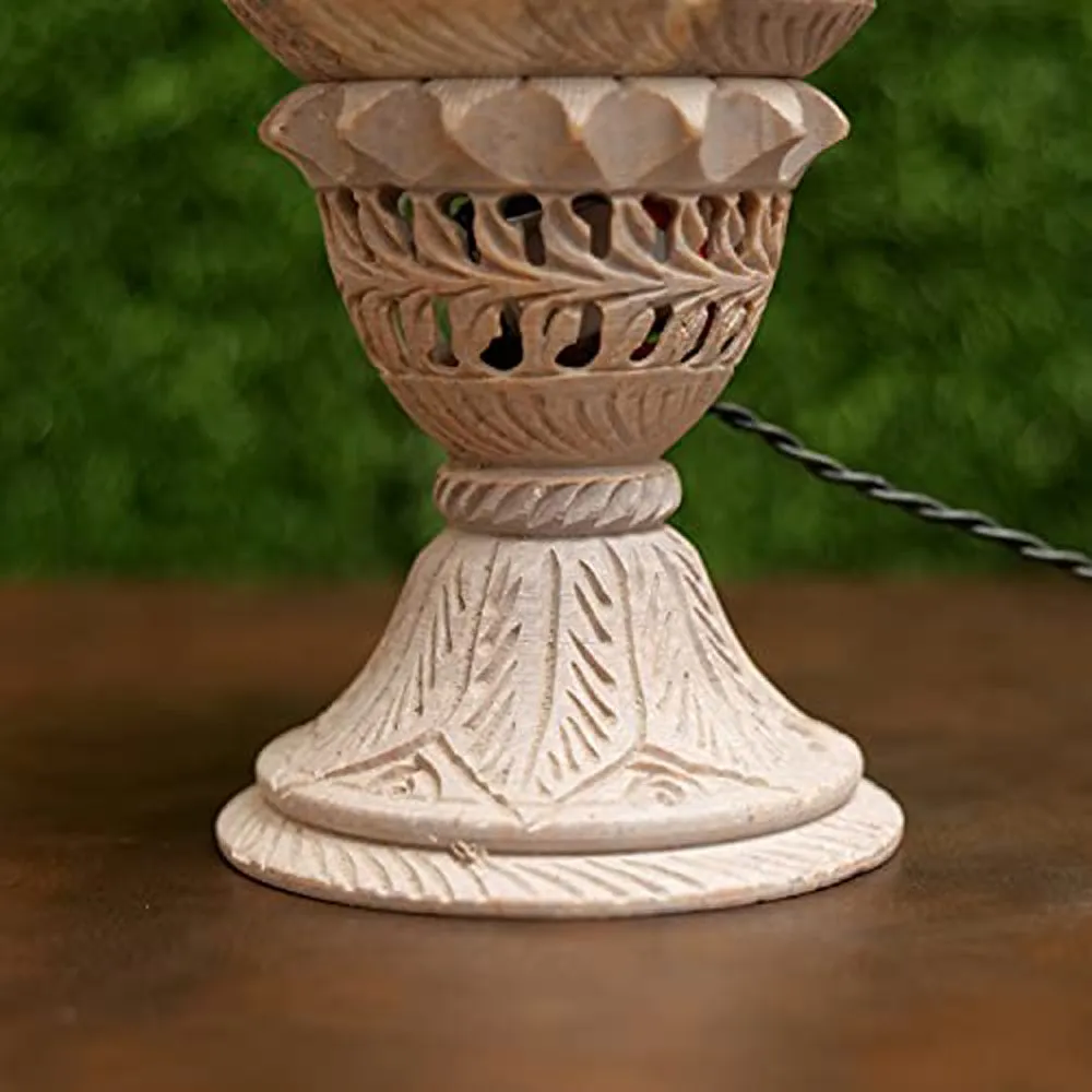 Handcrafted Stunning Soapstone Table Lamp for Living Room (Without Bulb)