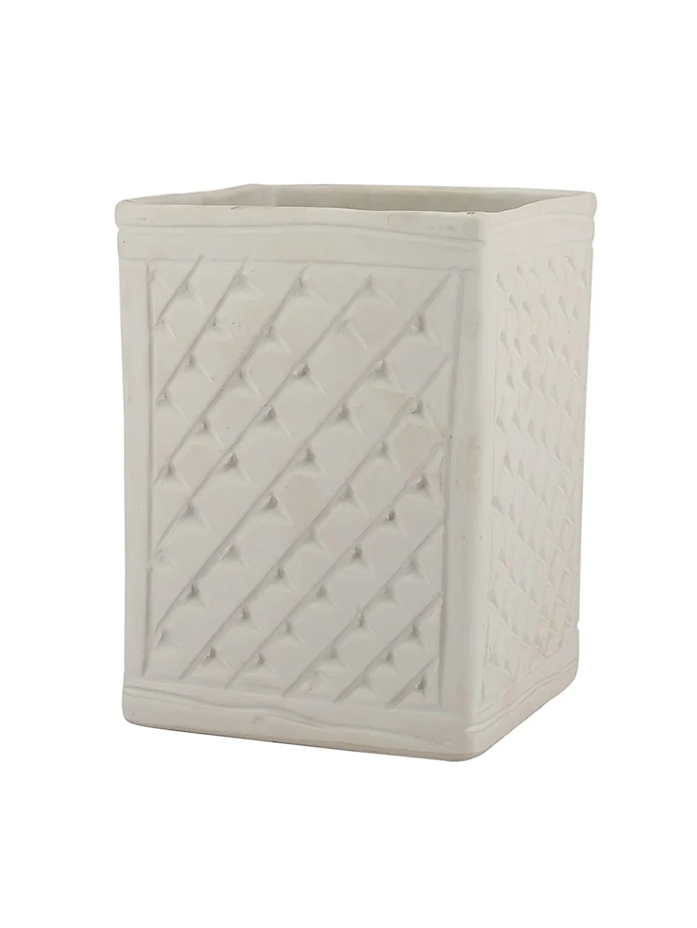 Handcrafted Textured White Ceramic Planter