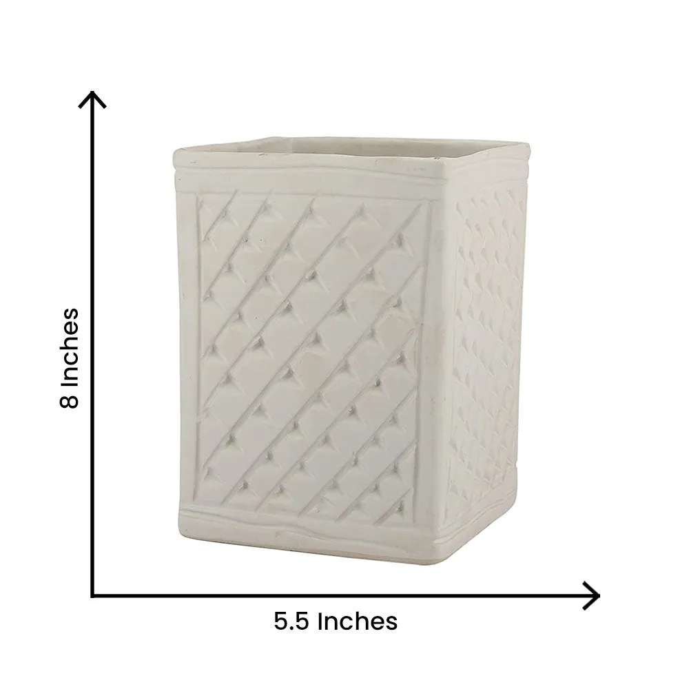 Handcrafted Textured White Ceramic Planter