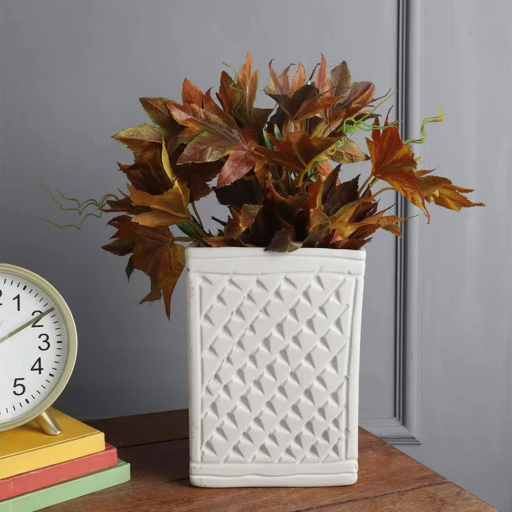 Handcrafted Textured White Ceramic Planter