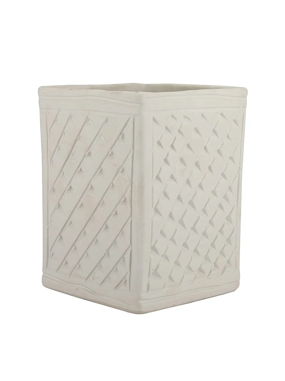 Handcrafted Textured White Ceramic Planter