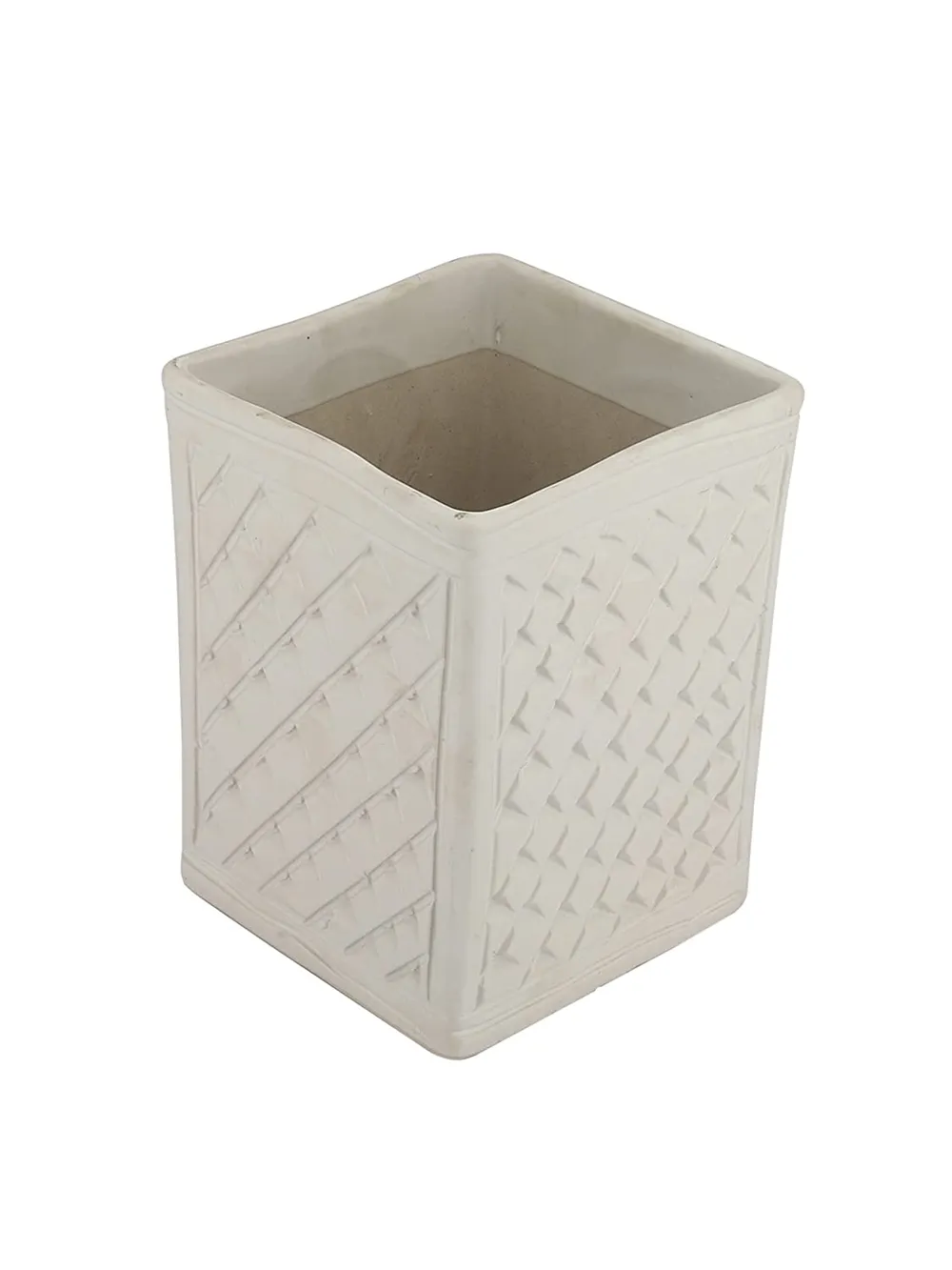 Handcrafted Textured White Ceramic Planter