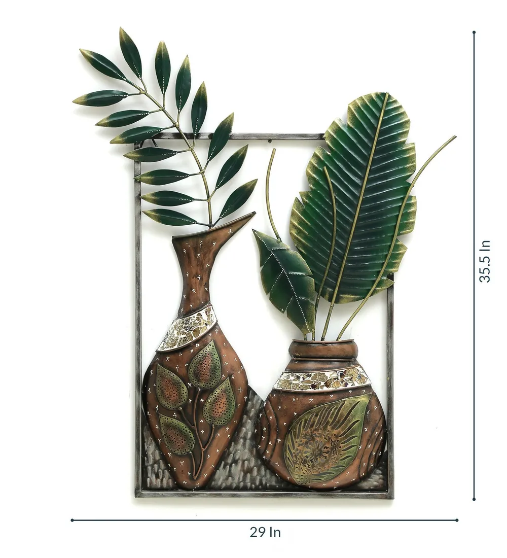 Handcrafted Vases In A Frame Metal Wall Decor