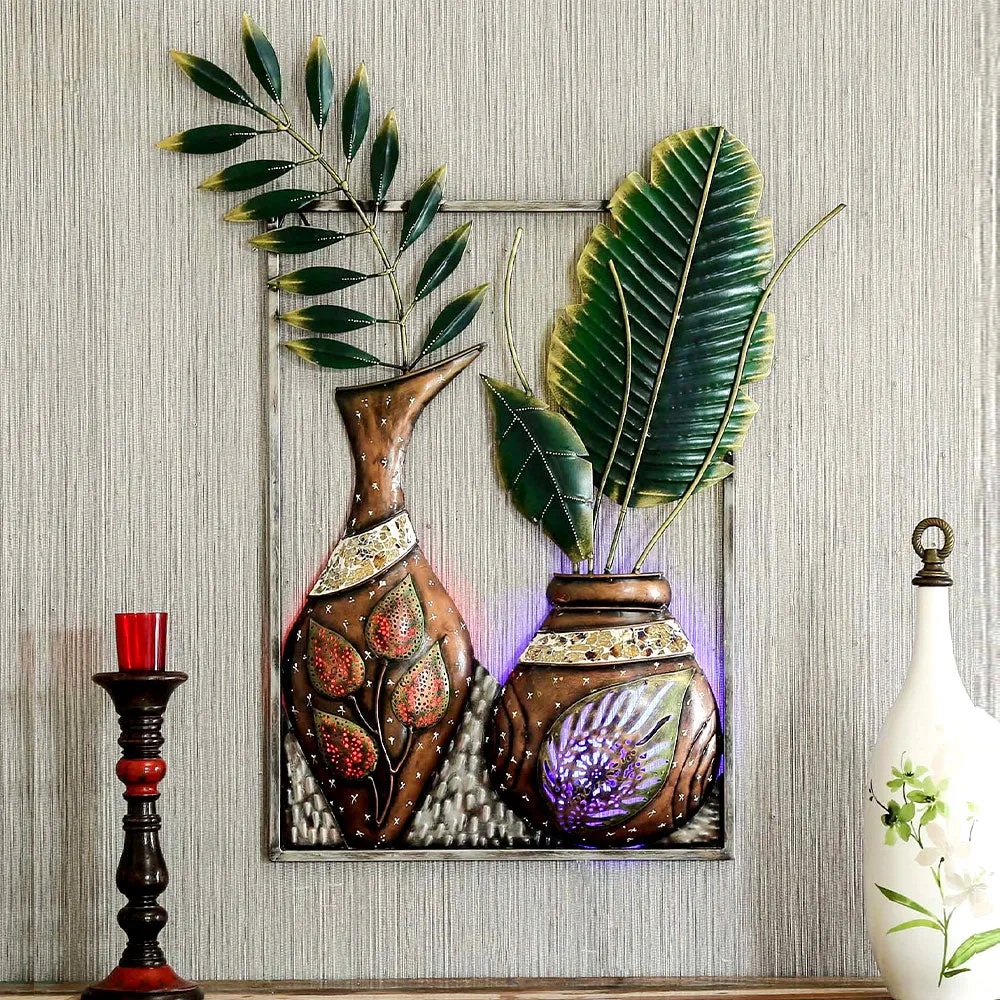 Handcrafted Vases In A Frame Metal Wall Decor