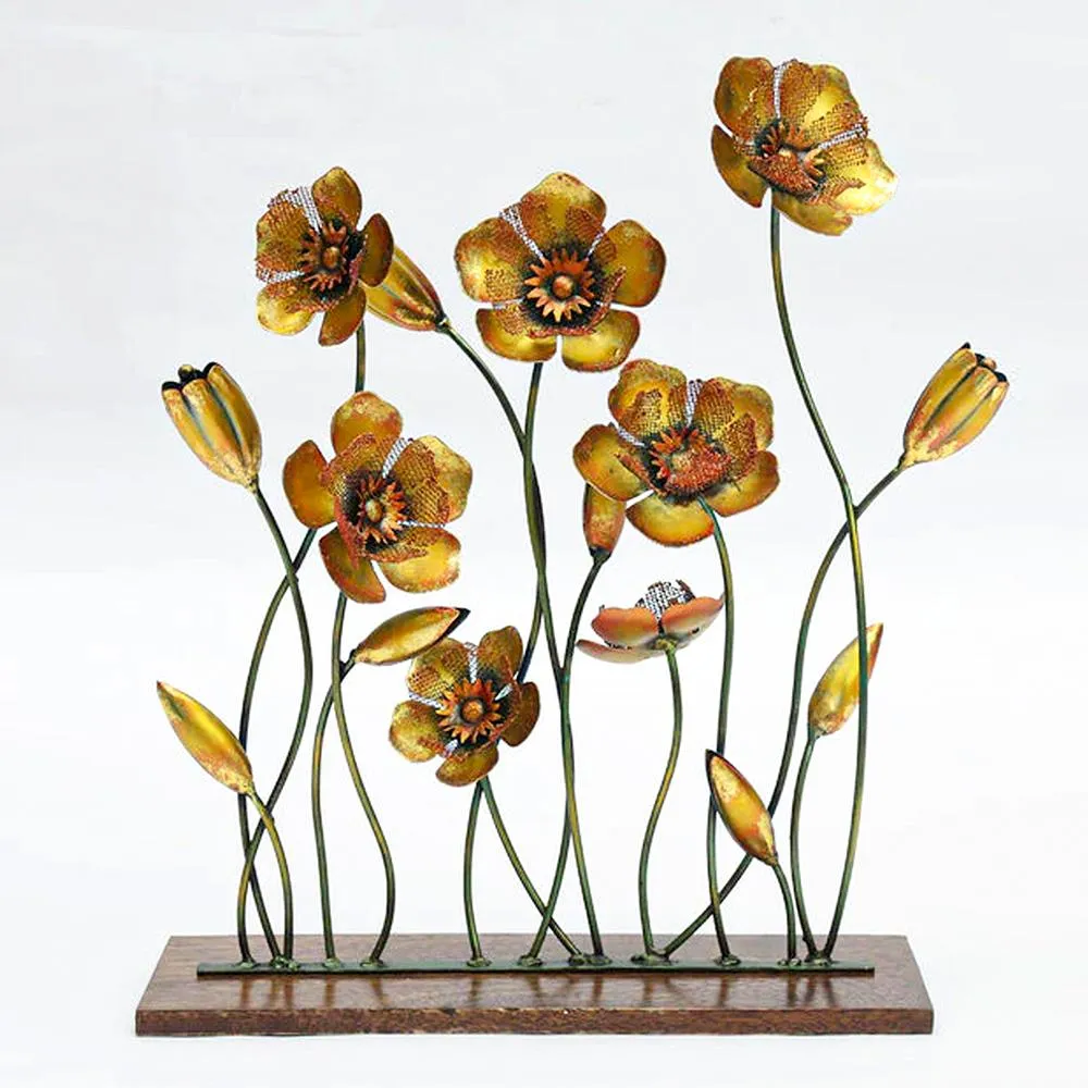 Handcrafted Vintage Dancing Tulip Metal Art Table Accent