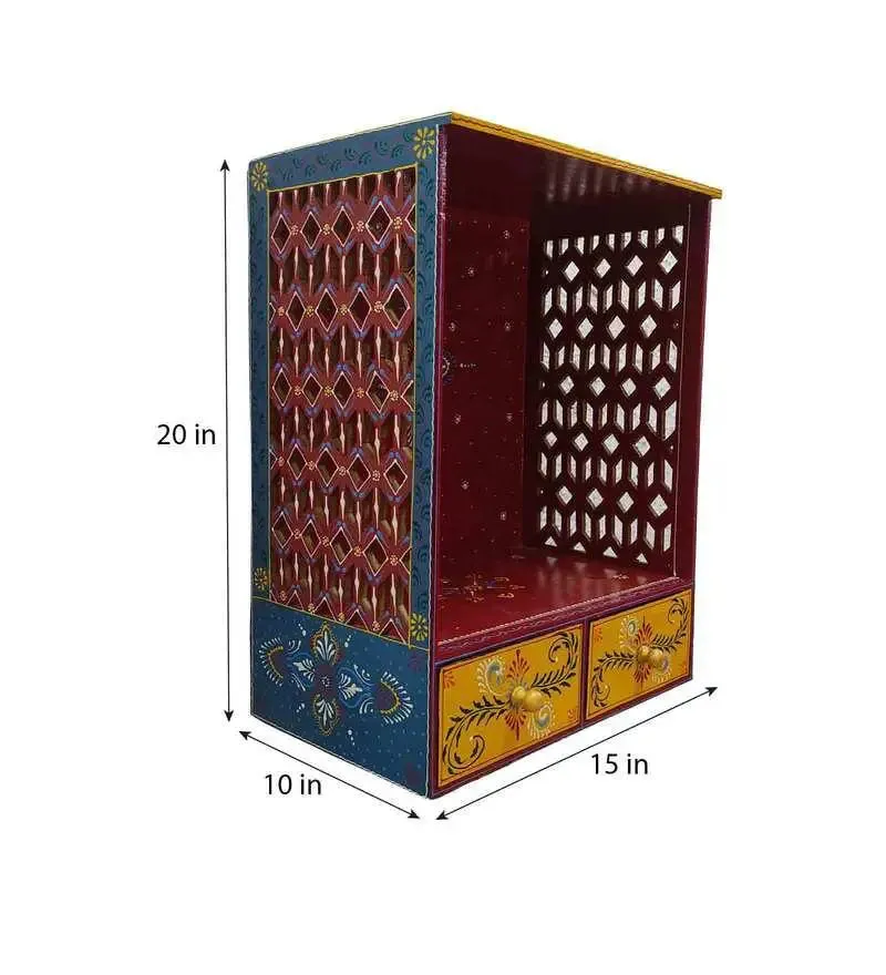 Handcrafted Wooden Pooja Mandir in Red Colour