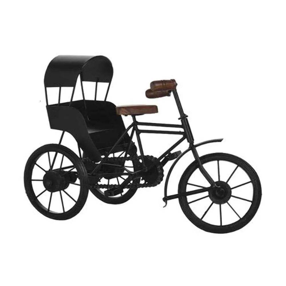 Handcrafted Wrought Iron Miniature Rickshaw Showpiece