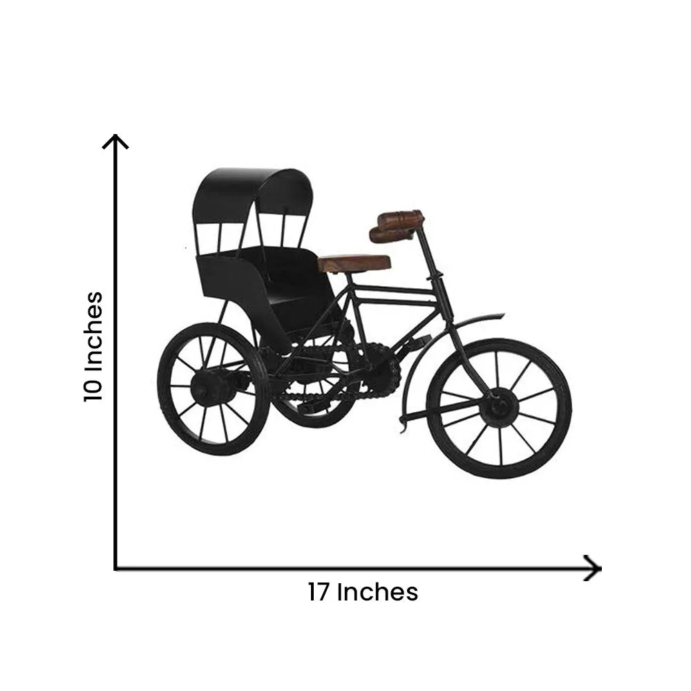 Handcrafted Wrought Iron Miniature Rickshaw Showpiece