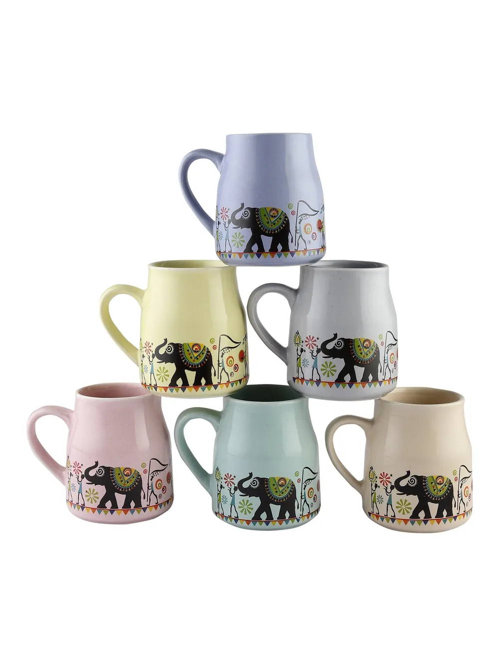 Handmade Ceramic Multicolor Camel Designer Kettle Set Of 10