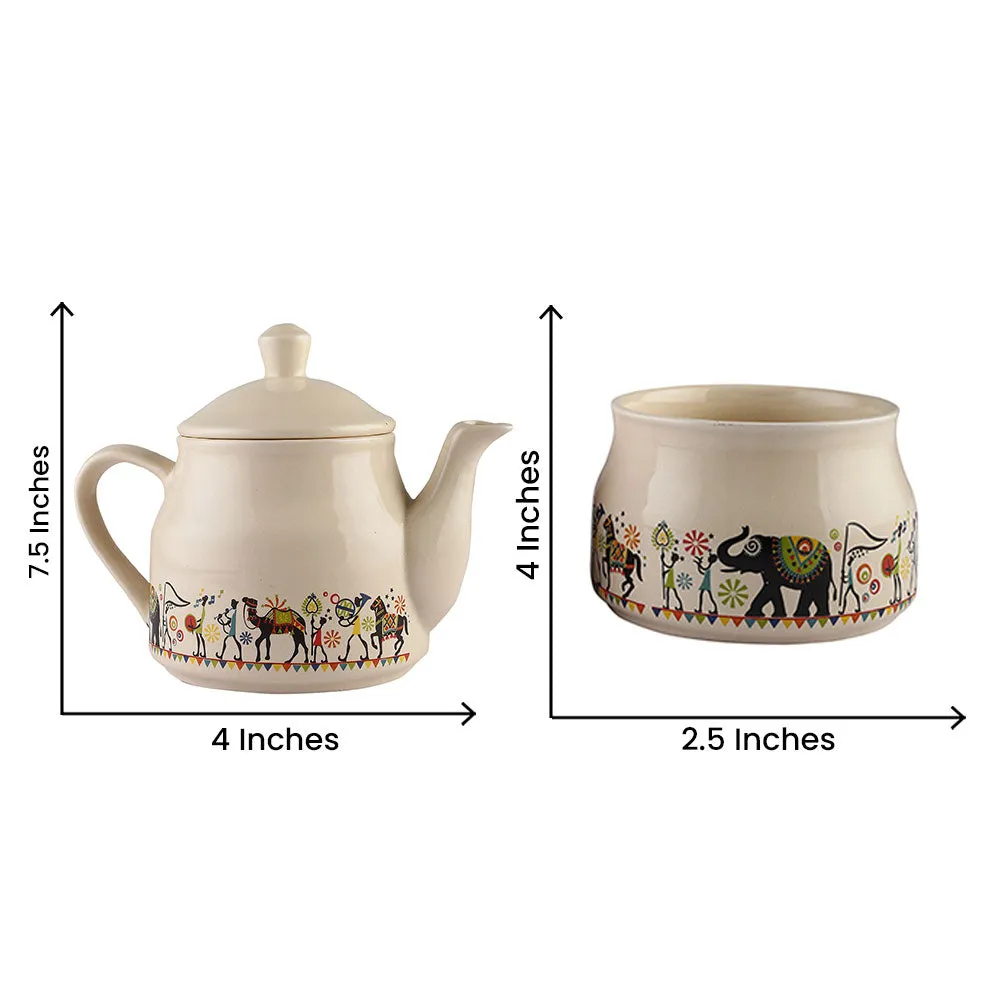 Handmade Ceramic Multicolor Camel Designer Kettle Set Of 10