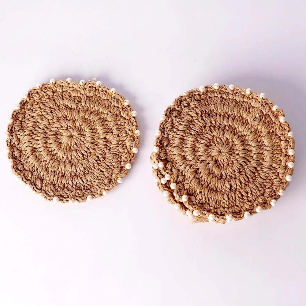 Handmade Crochet Table Coasters Set of 6 ~ Taupe