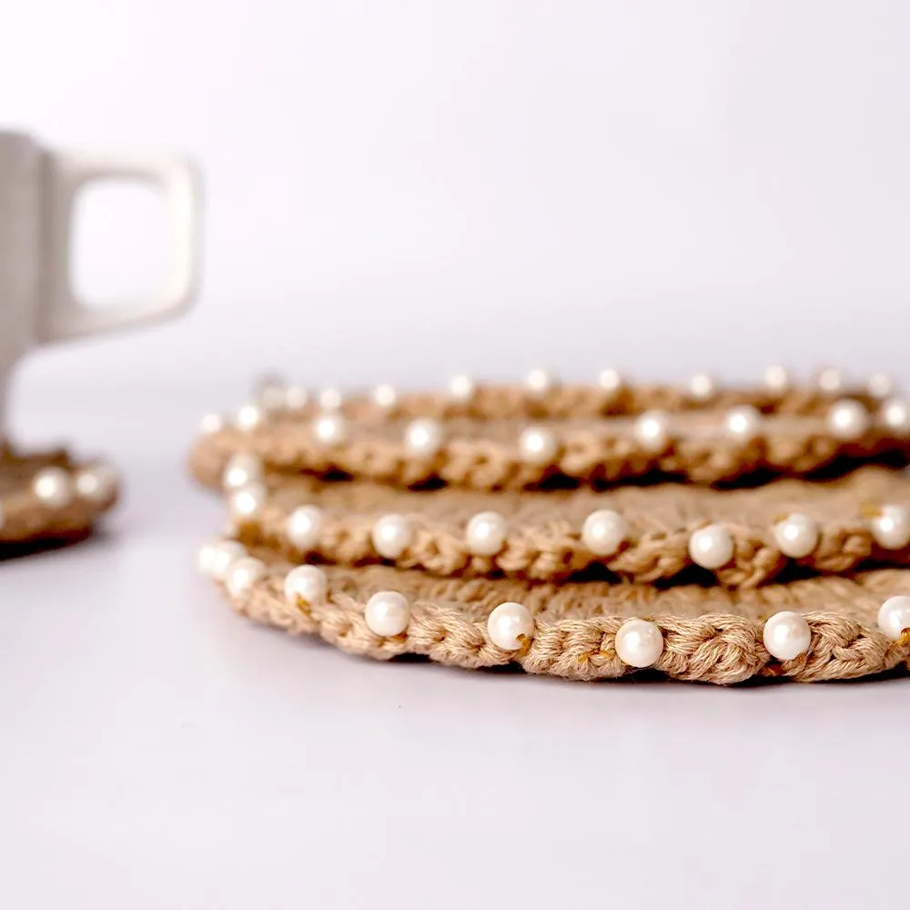 Handmade Crochet Table Coasters Set of 6 ~ Taupe