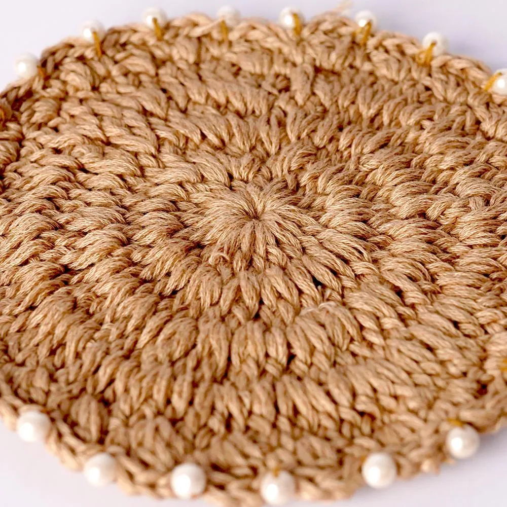 Handmade Crochet Table Coasters Set of 6 ~ Taupe