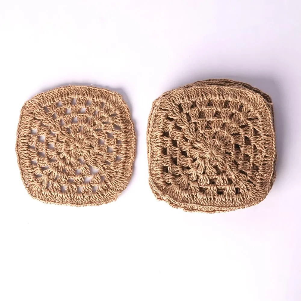 Handmade Crochet Table Coasters Set of 6 ~ Taupe