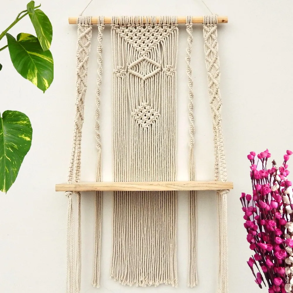 Handmade Knotted Bohemian Wall Hanging Shelf