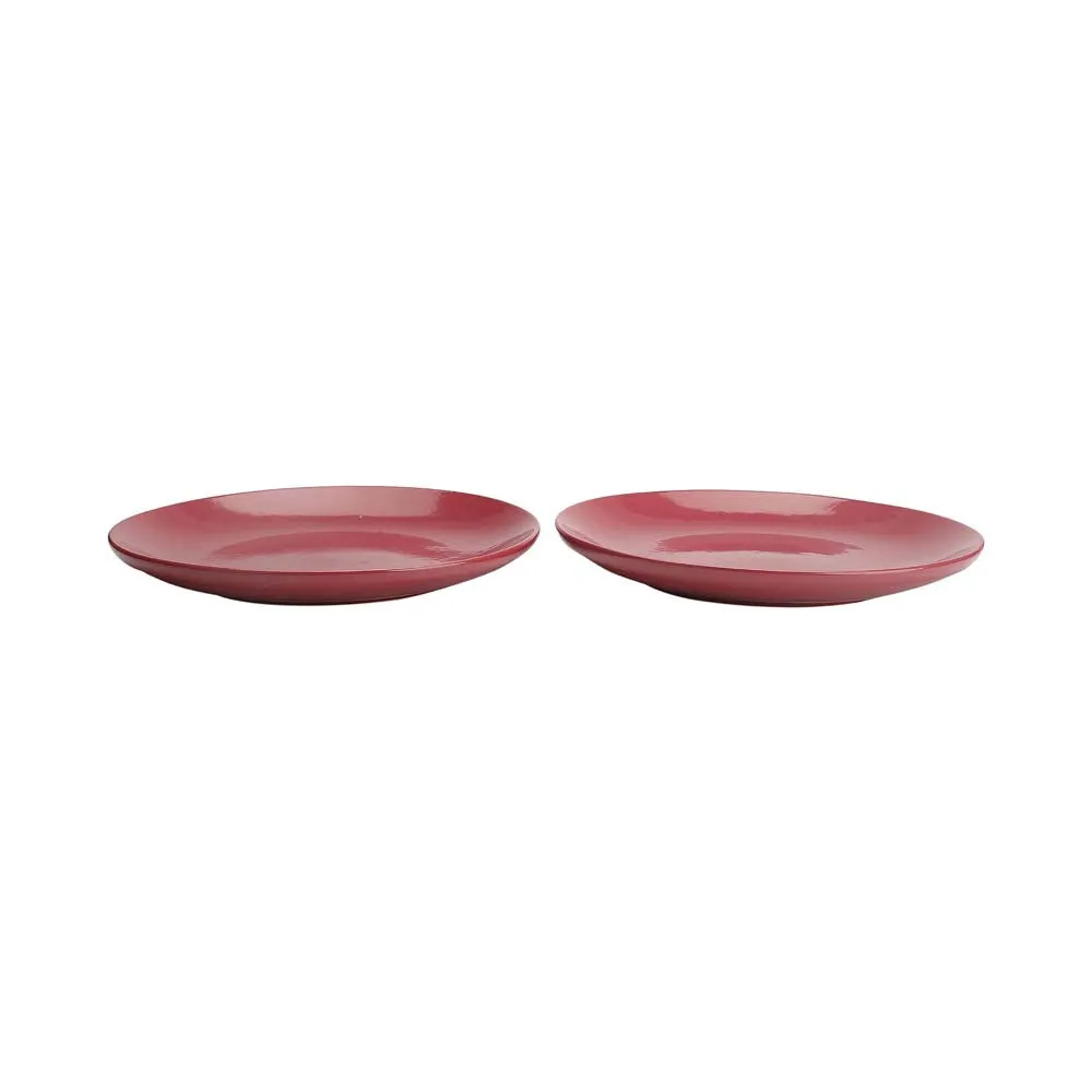 Handpainted Ceramic Red Dinner Plates Set Of 2